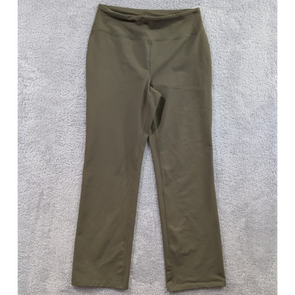 Lands End Active Pants Women's M/T Olive Green Straight Leg Stretch Yoga Earthy